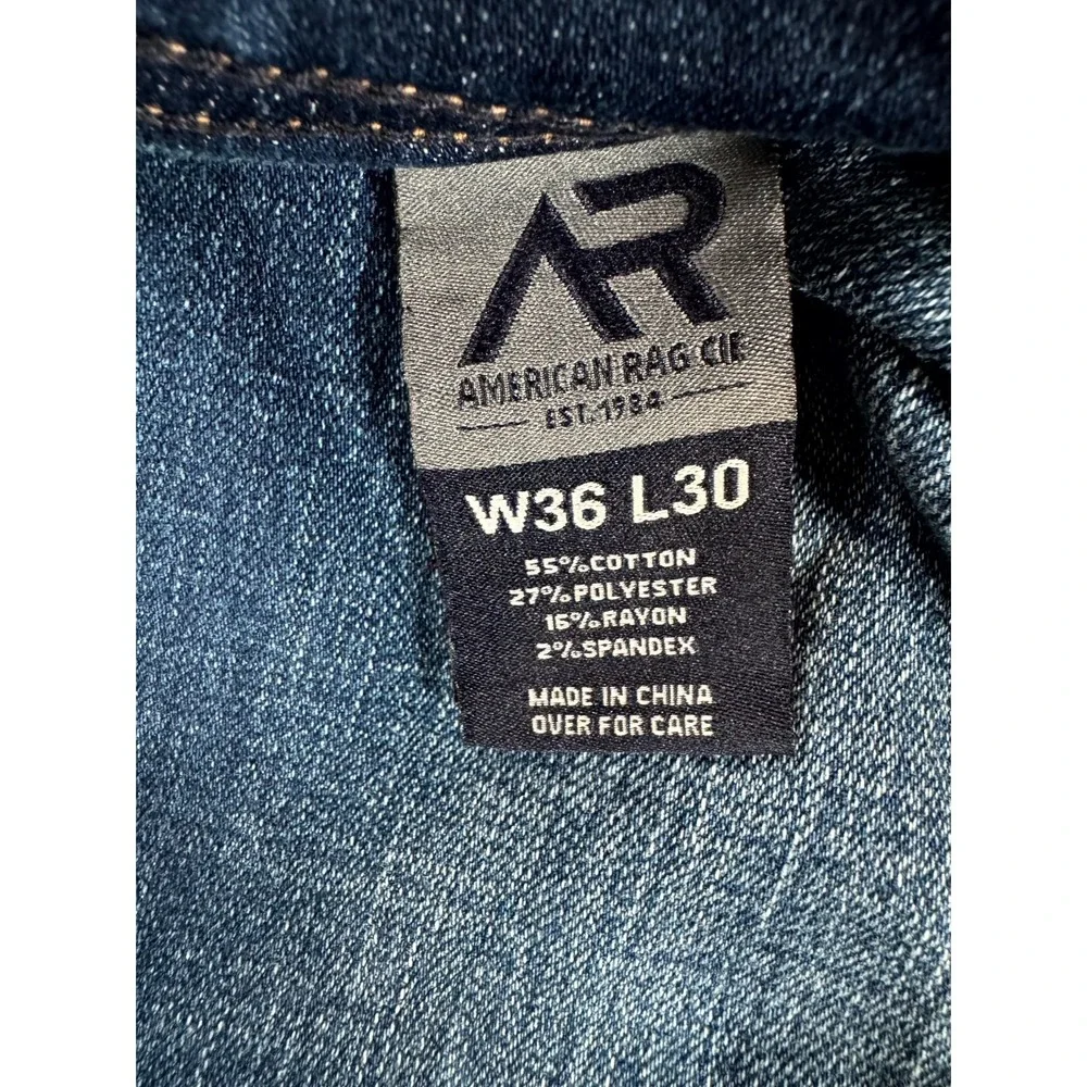 American Rag Cie Mens 36x30 Blue Denim Medium Wash Straight Leg Stretch Jeans